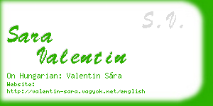 sara valentin business card